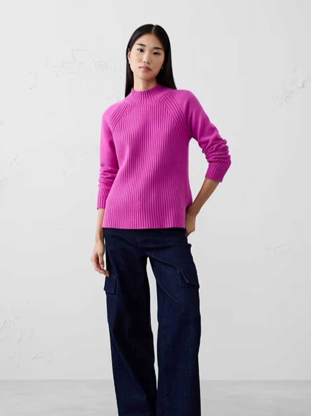 Banana Republic Ribbed Mock-Neck Sweater - Pink Size L NWT